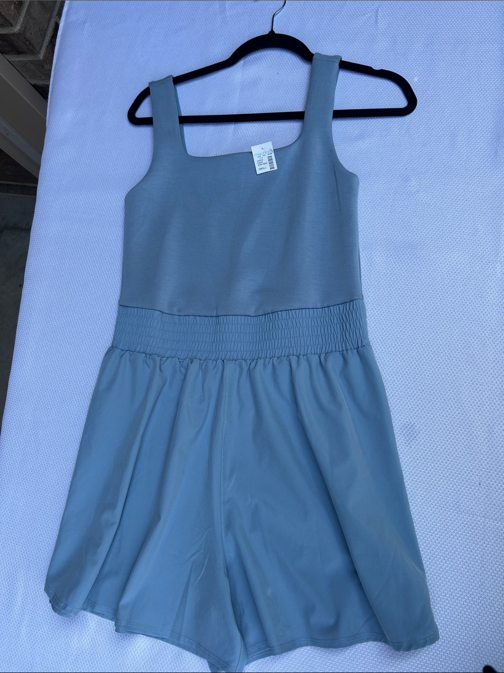 Maurices Light Blue Square-Neck Tank Romper